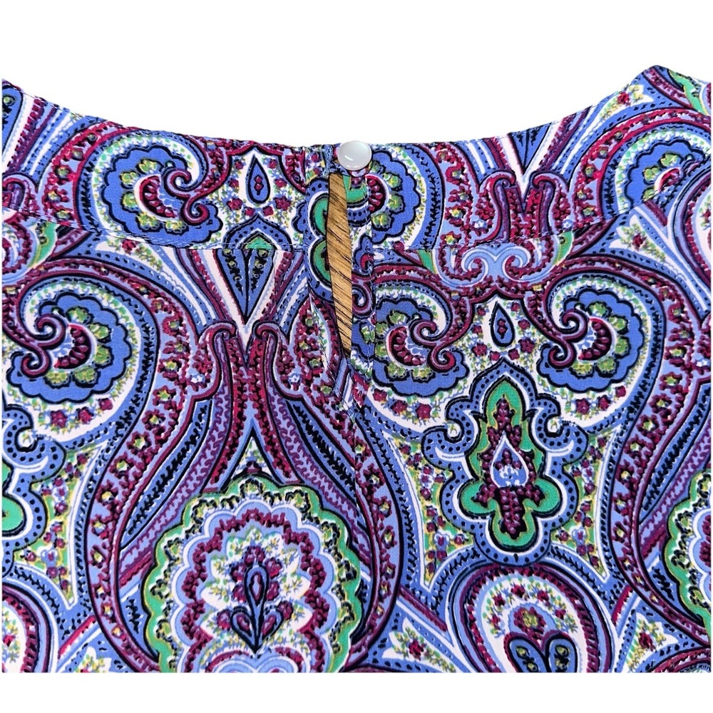 Talbots Petites Purple Paisley Sleeveless Blouse Popover Tank Top Women's Small - Picture 5 of 7